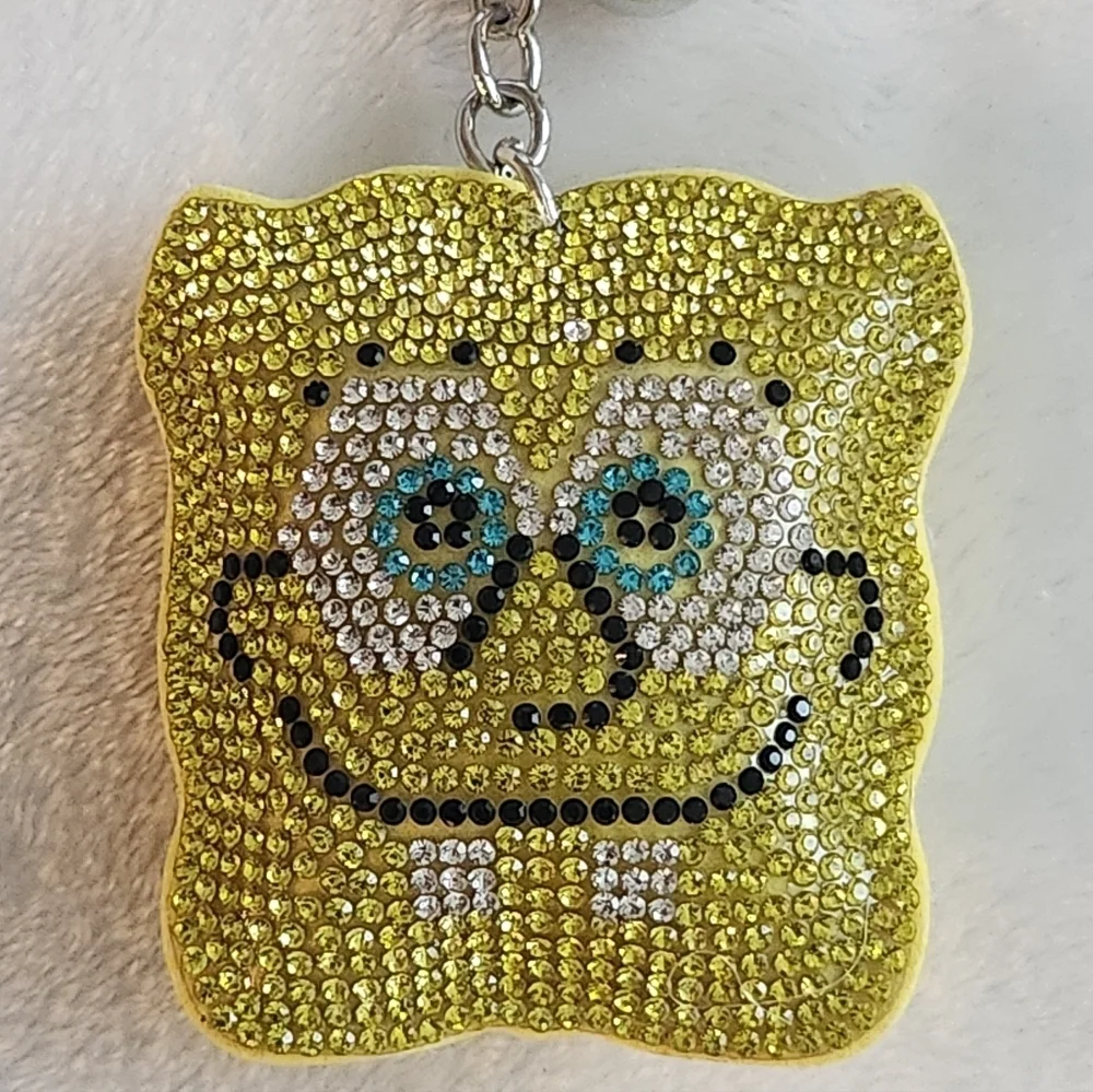SpongeBob Yellow Rhinestone Keychain Bag Charm